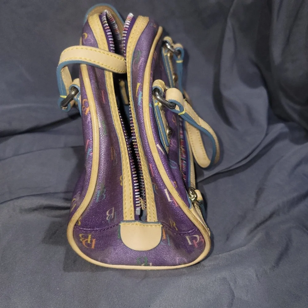 VTG Dooney and Bourke Mini Dome Boston Purple w/ Multicolored Zipper Y2K Bowling